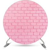 Aperturee - Pink Brick Texture Wall Round Backdrop For Birthday